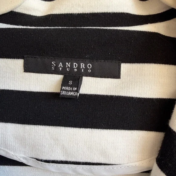 Sandro Black and White Striped Blazer - Picture 2 of 8